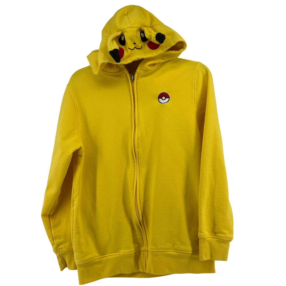 Pokemon Pikachu Yellow Zip Up Hoodie Kids XL 3D Ears Pokeball Mad Engine TGT4990 - Picture 1 of 10